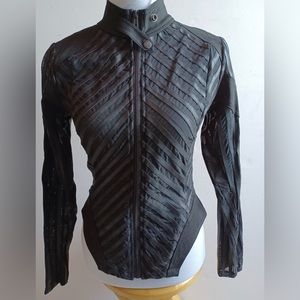 NWT Lip Service Cyber Goth Shadow Leather Stripe Jacket Sz Small